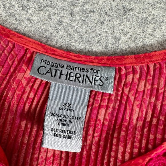 Maggie Barnes Catherines 3X Womens Top Blouse Pink Orange Lightweight Crinkle - Picture 4 of 14